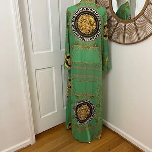 Baroque Greek Key Kimono Sz L (runs small) NEW Sheer Maxi Cover Up Resort Beach